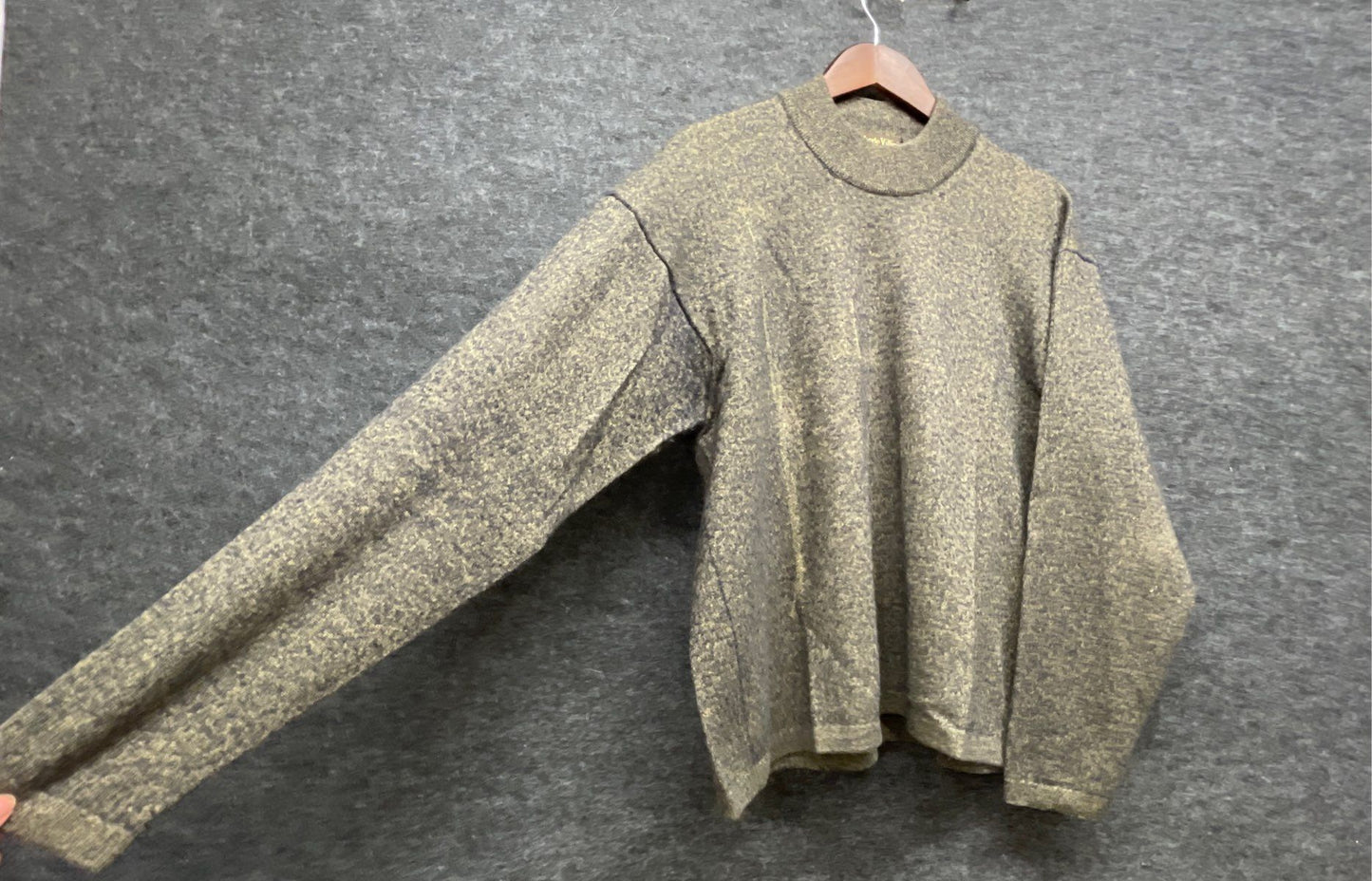 Vintage Y2K Roberto Villini Men's Green Merino Wool Blend Mock Neck Sweater L