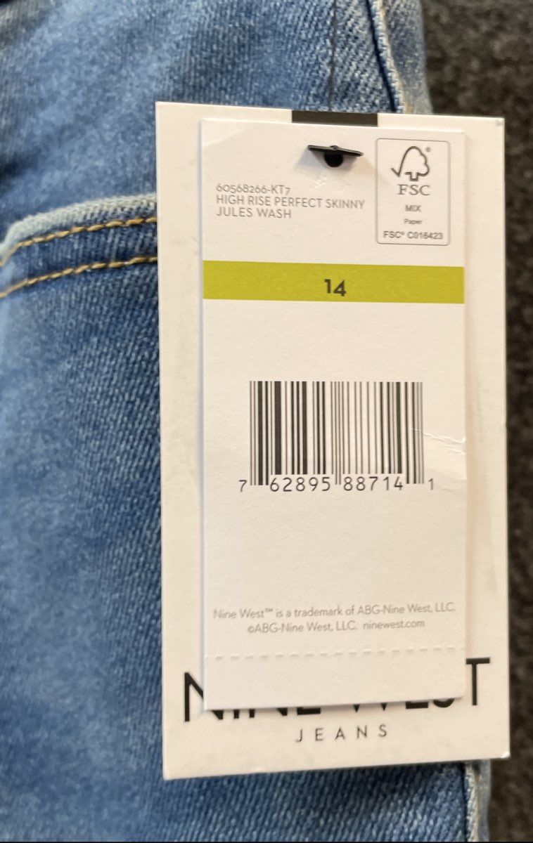 Nine West Women's Blue High Rise Perfect Skinny Jeans Jules Wash Sz 14 NWT