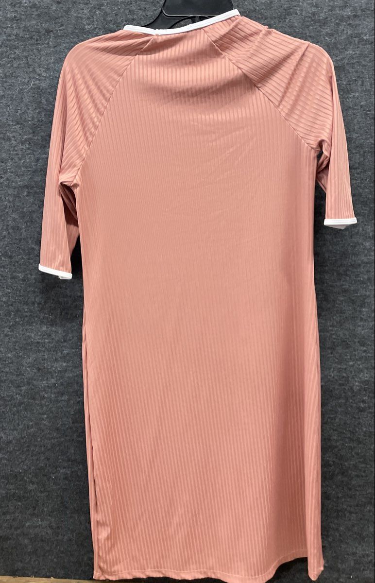 TRY Women's Rib Faux Henley Cover Up Dark Pink Night Gown Ribbed Sz 18 NWT