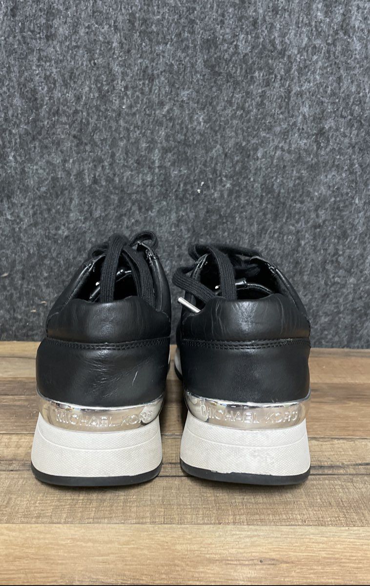 MICHAEL Michael Kors Allie Trainer Black Leather Sneakers Women's Size 9.5