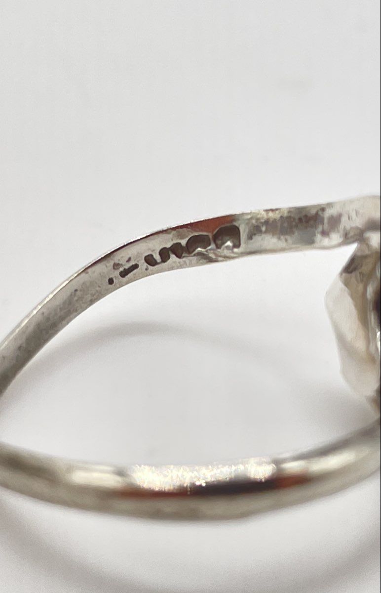 Lot Of Two 925 Sterling Silver Rings White Resin Inlay Heart & Footprints 4.9g