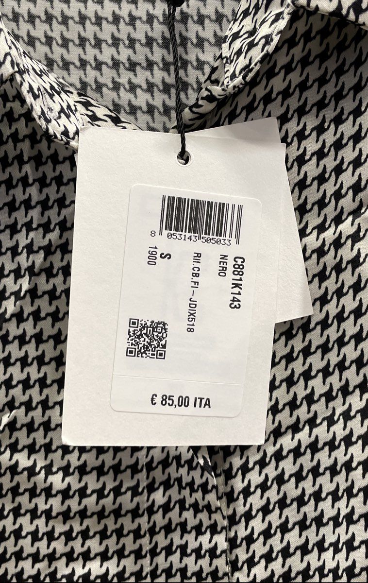 Dixie Women's Black White Houndstooth Viscose Button Down Blouse Sz S NWT