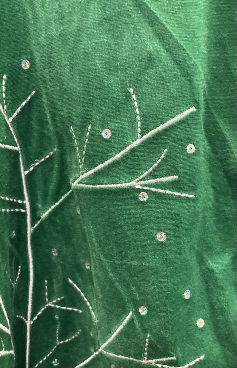 Seventh Avenue Women's Green Velour Full Zip Embroidered Sequin Jacket Sz 2X