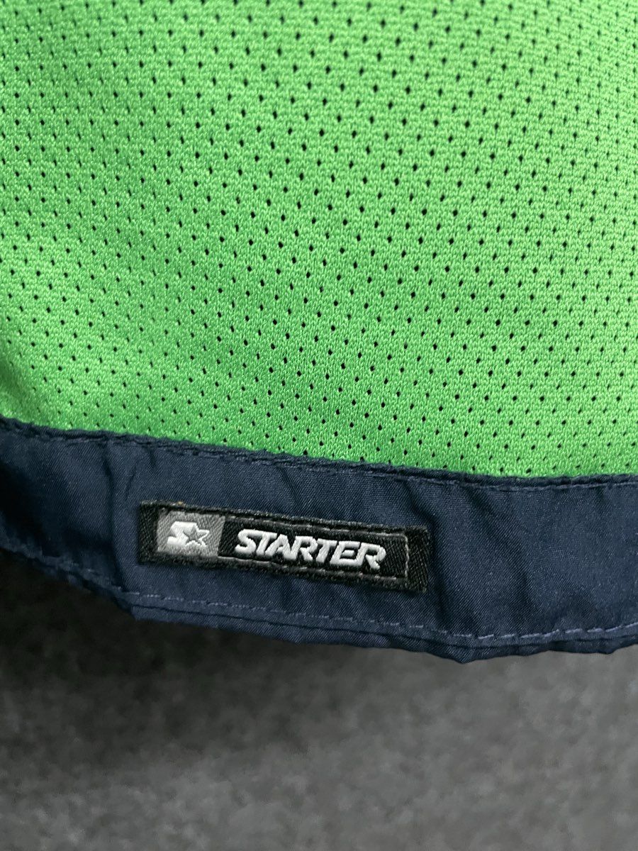 Starter Men's Navy Green Full Zip Hooded Vented Windbreaker Jacket Mesh Sz XL