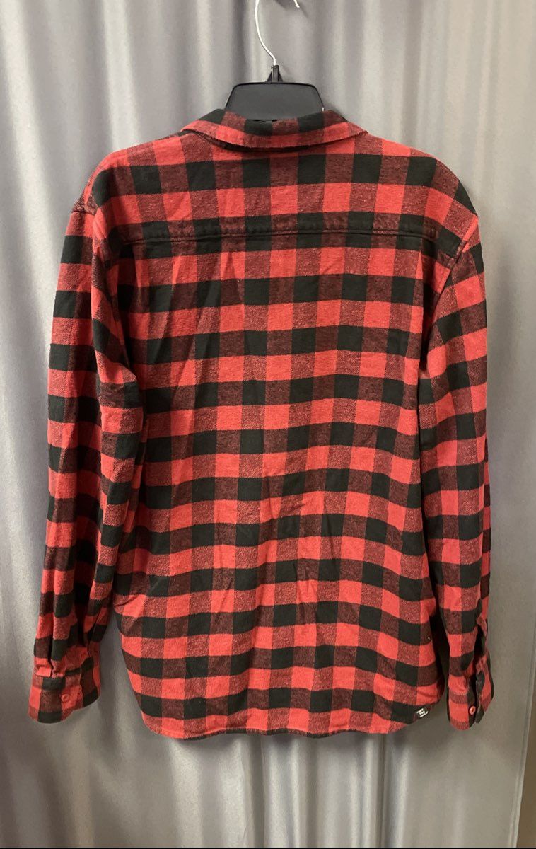 Vans Men's Red Black Plaid Flannel Long Sleeve Button Down Shirt Size L