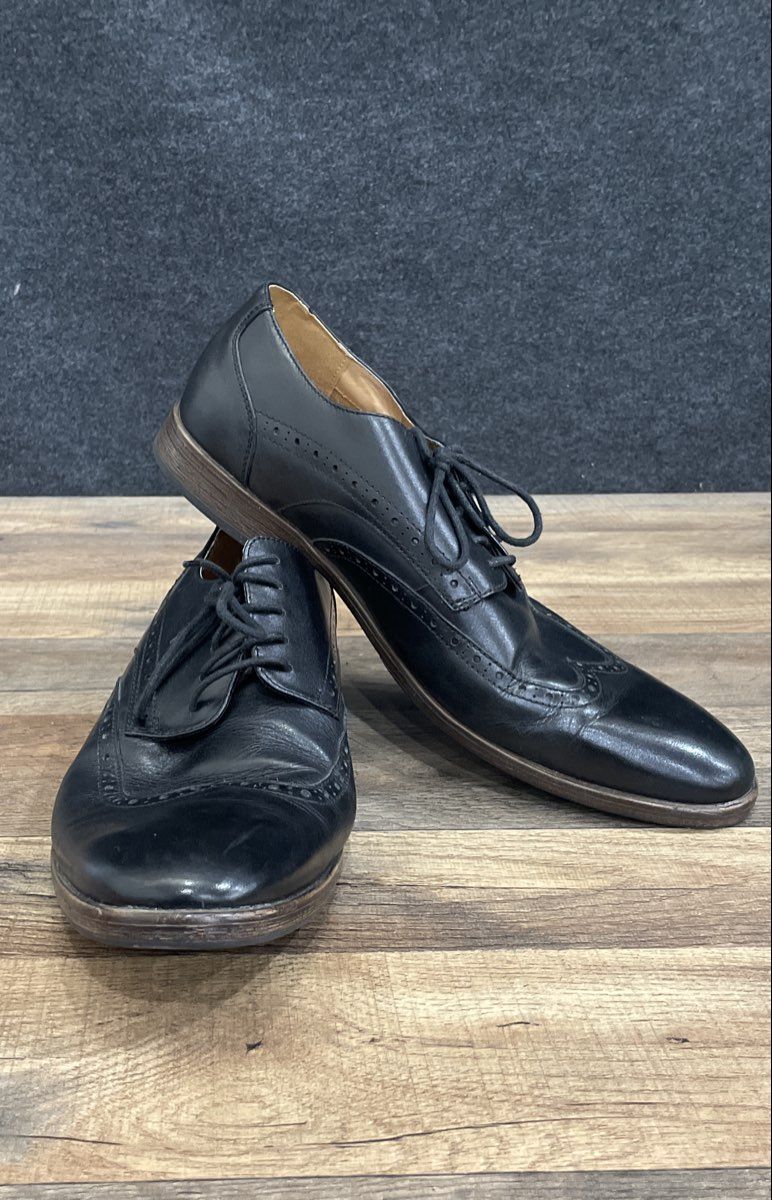 Clarks Black Leather Wingtip Brogue Oxford Dress Shoes Men's Size 12