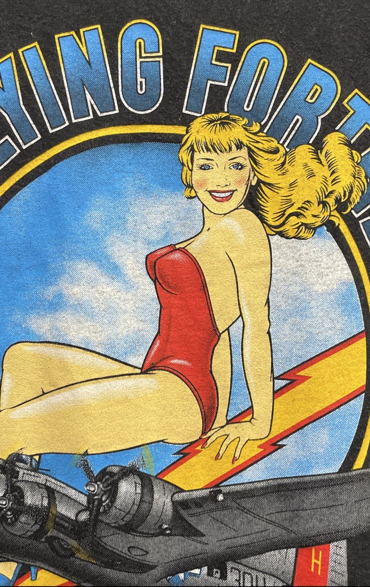 Vintage 90s B-17 Flying Fortress Aluminum Overcast Pinup Hanes Beefy-T Sz L