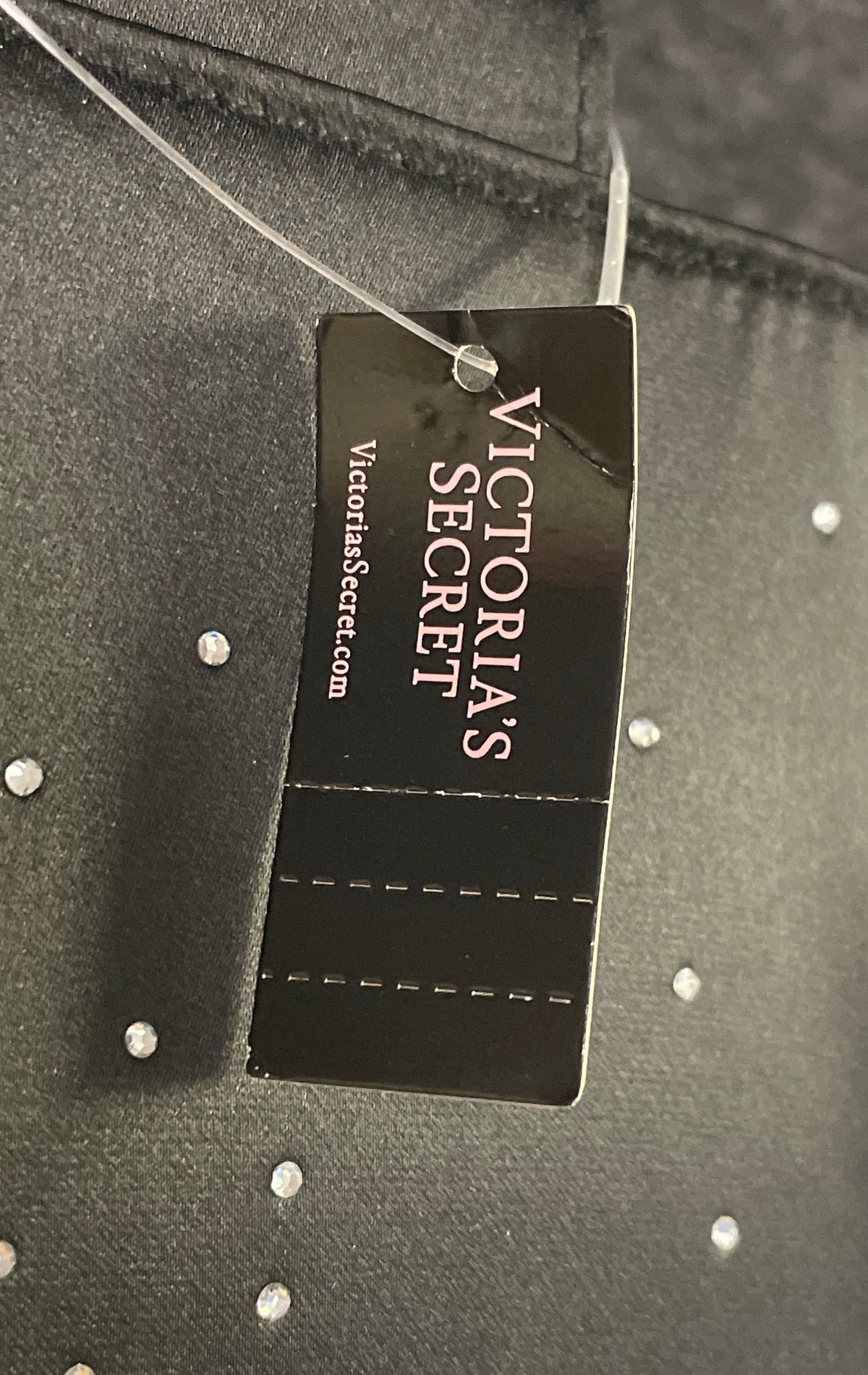 Victoria's Secret Black Rhinestone VS Logo Shine Tote Bag Large NWT