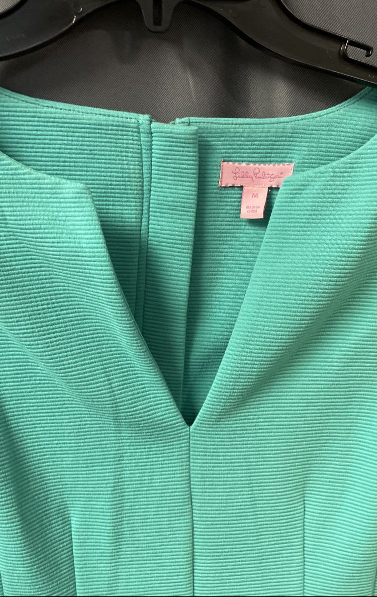 Lilly Pulitzer Women's Turquoise Knit Dress Sleeveless Textured Ribbed Sz M
