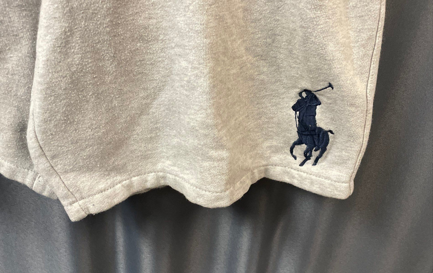 Polo Ralph Lauren Boys Gray Knit Sweat Shorts Blue Pony Logo Sz XL 18-20