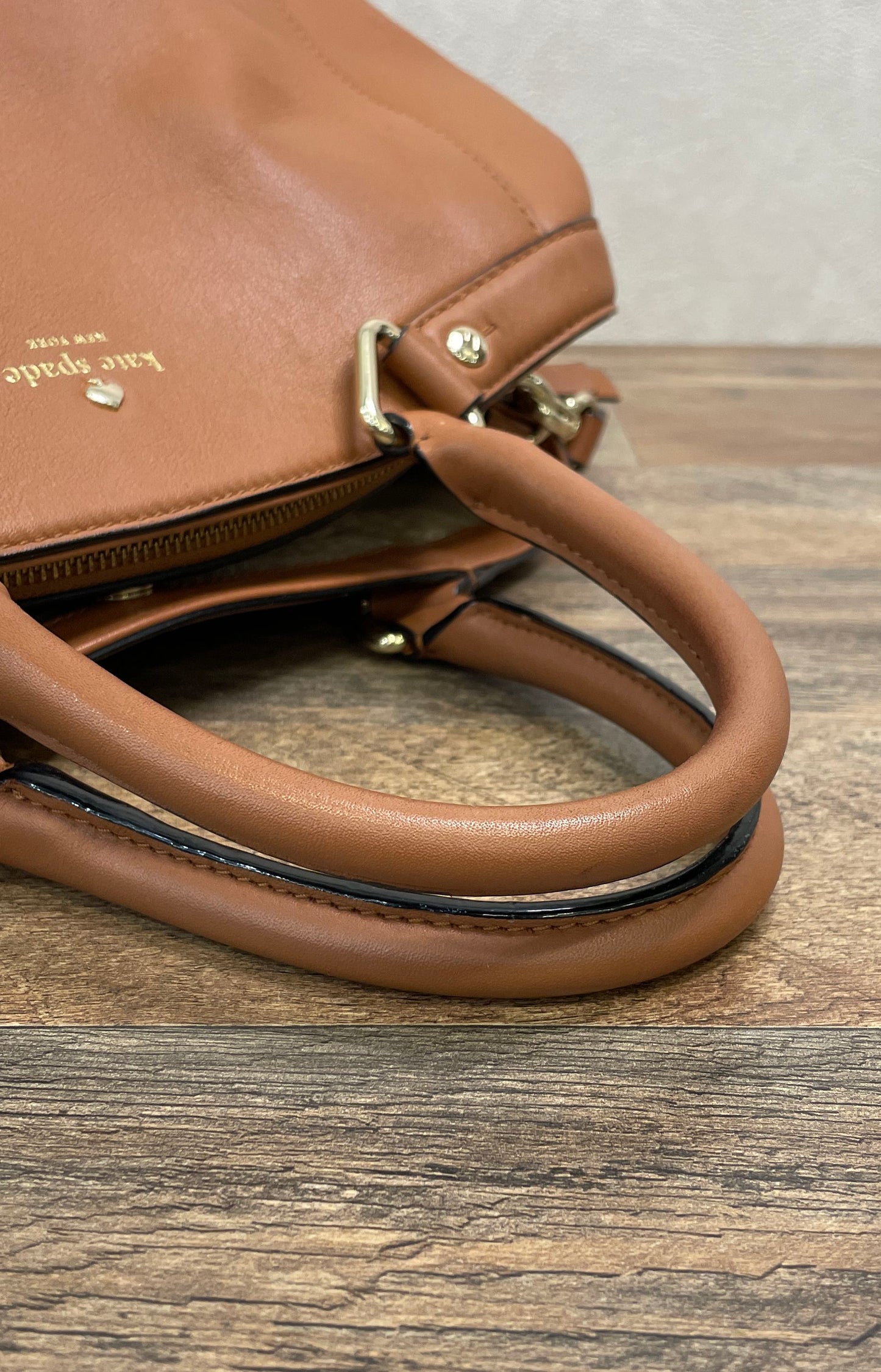 Kate Spade Brown Leather Satchel Handbag Gold Hardware