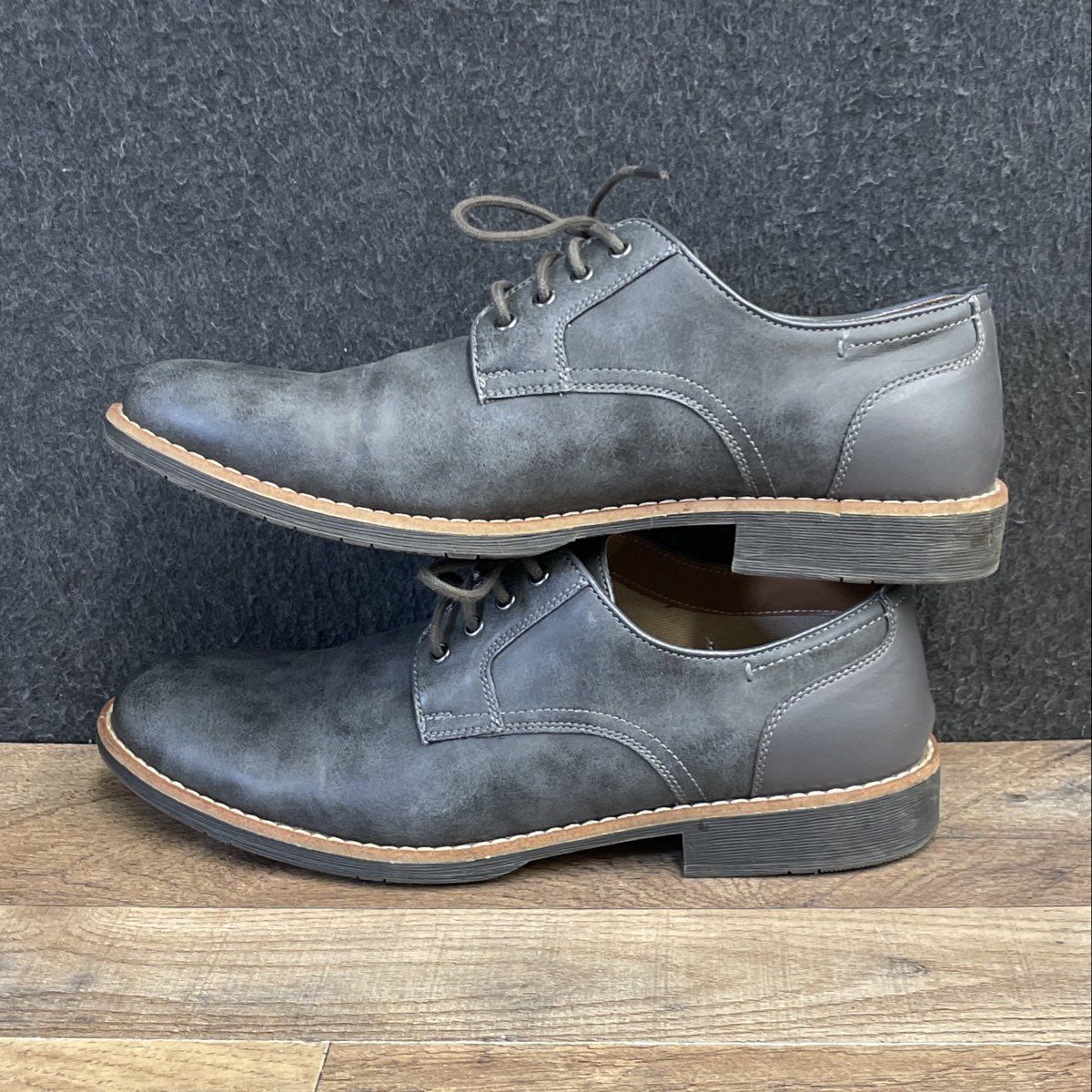 St. John's Bay Oliver Grey Charcoal Oxford Men's Dress Shoes Size 9.5