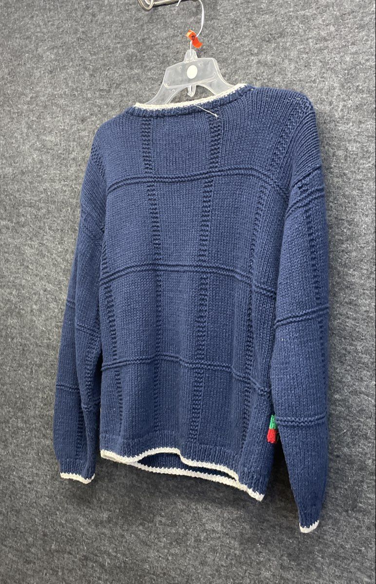 Vintage 90s Melissa Burke Women's Nautical Navy Anchor Sailboat Sweater Sz M