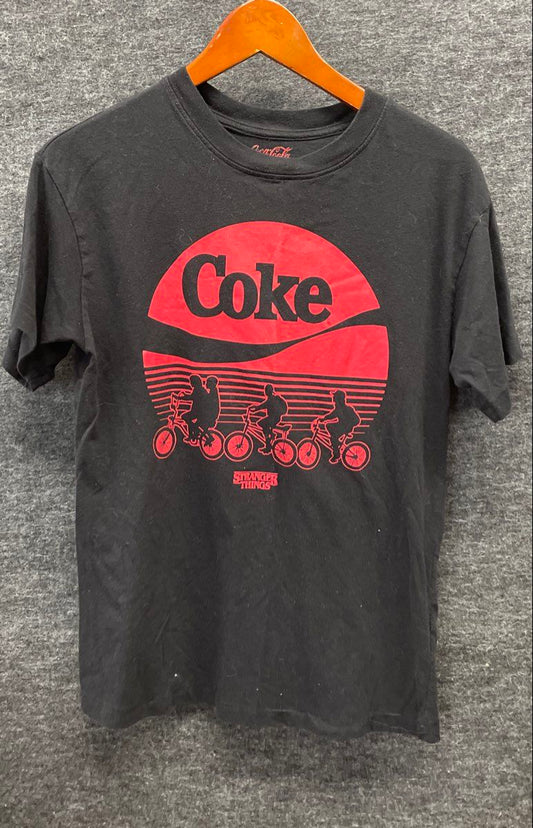 Netflix Stranger Things Coca-Cola Men's Black Red Graphic T-shirt Size XS