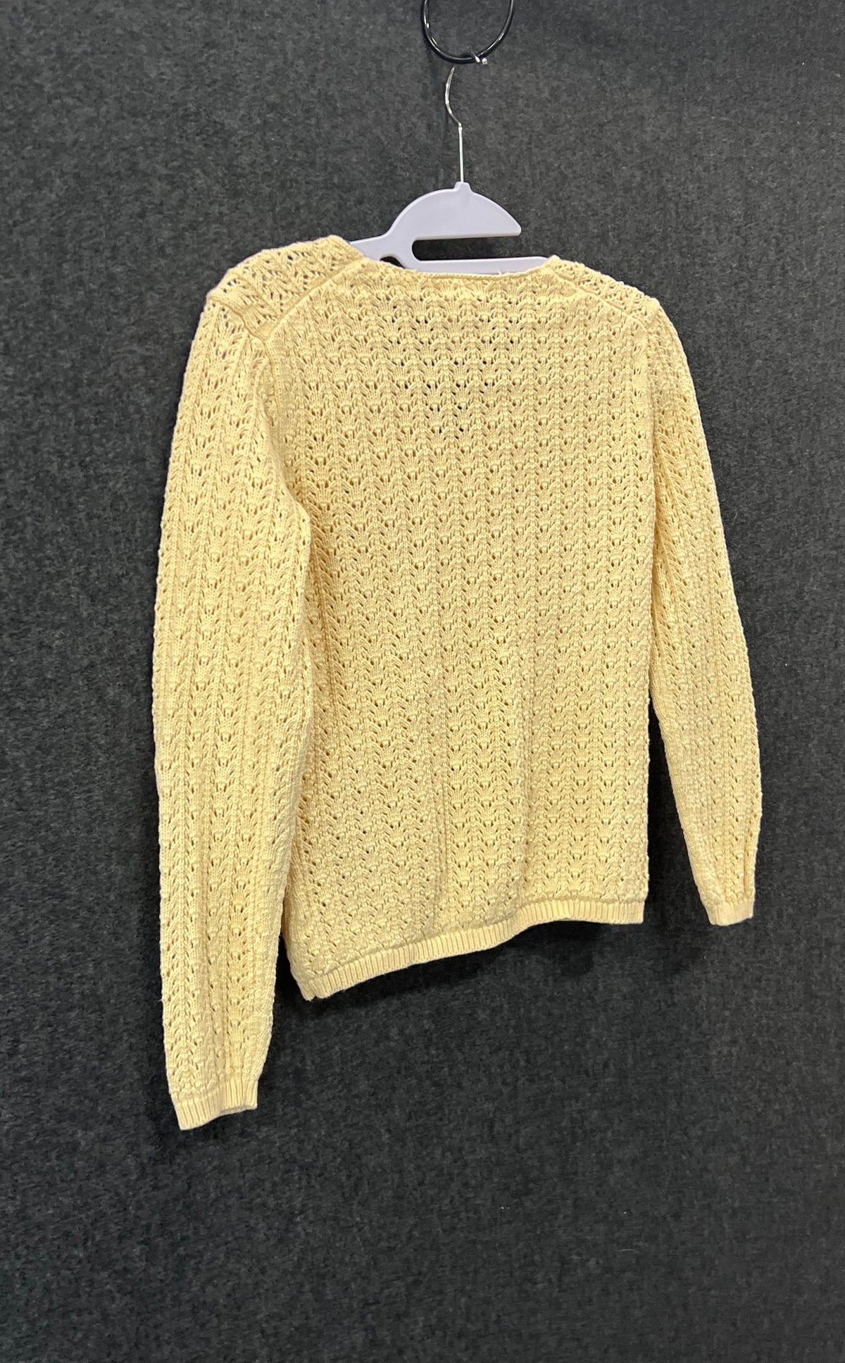 Talbots Women's Vintage 90s Yellow Open Knit Cotton V-Neck Sweater Sz Petite P