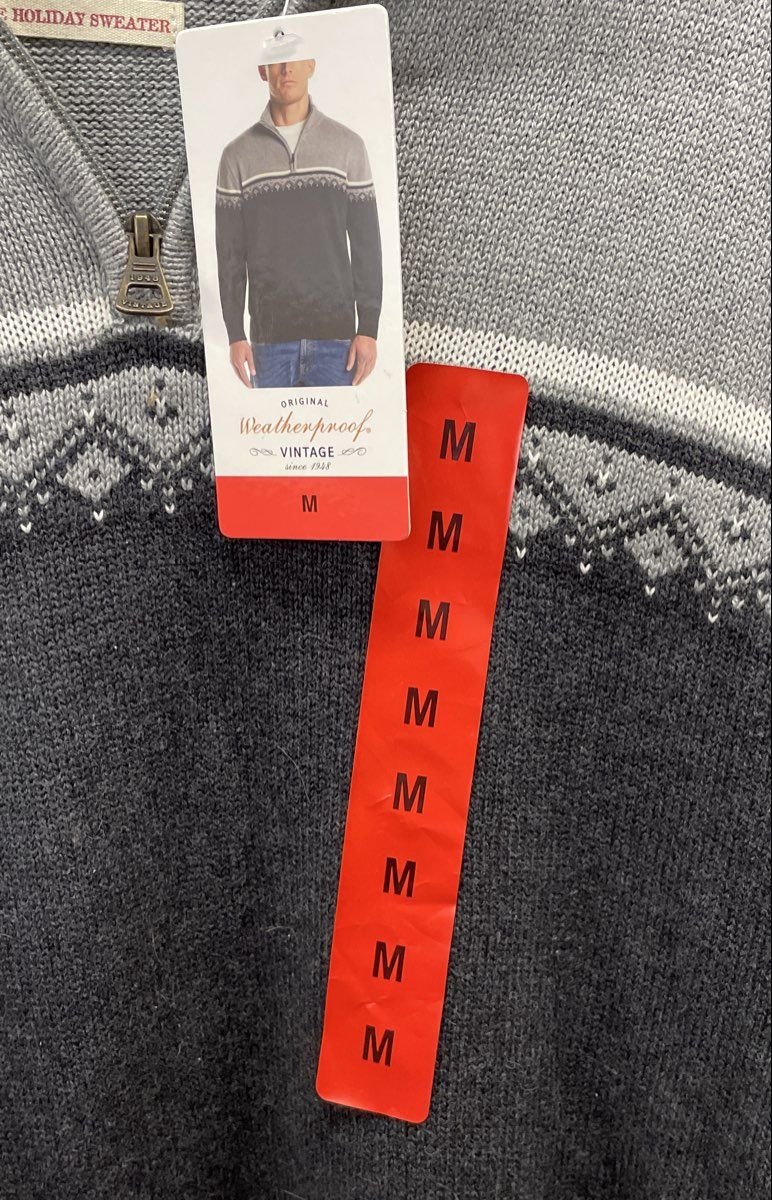 Weatherproof Vintage Men's Gray Fair Isle 1/4 Zip Holiday Sweater Size M NWT