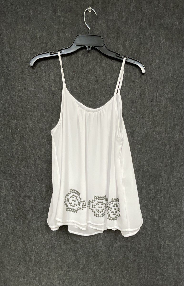 Ariat Women's White Studded Embellished Hem Tank Top Scoop Neck Sz M