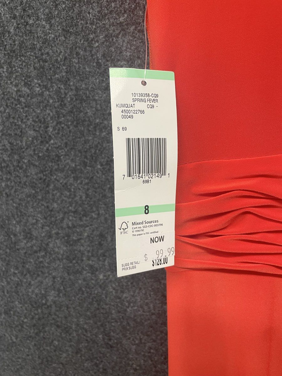 Jones New York Women's Dress Kumquat Orange Red Ruched Ruffle Front NWT Size 8