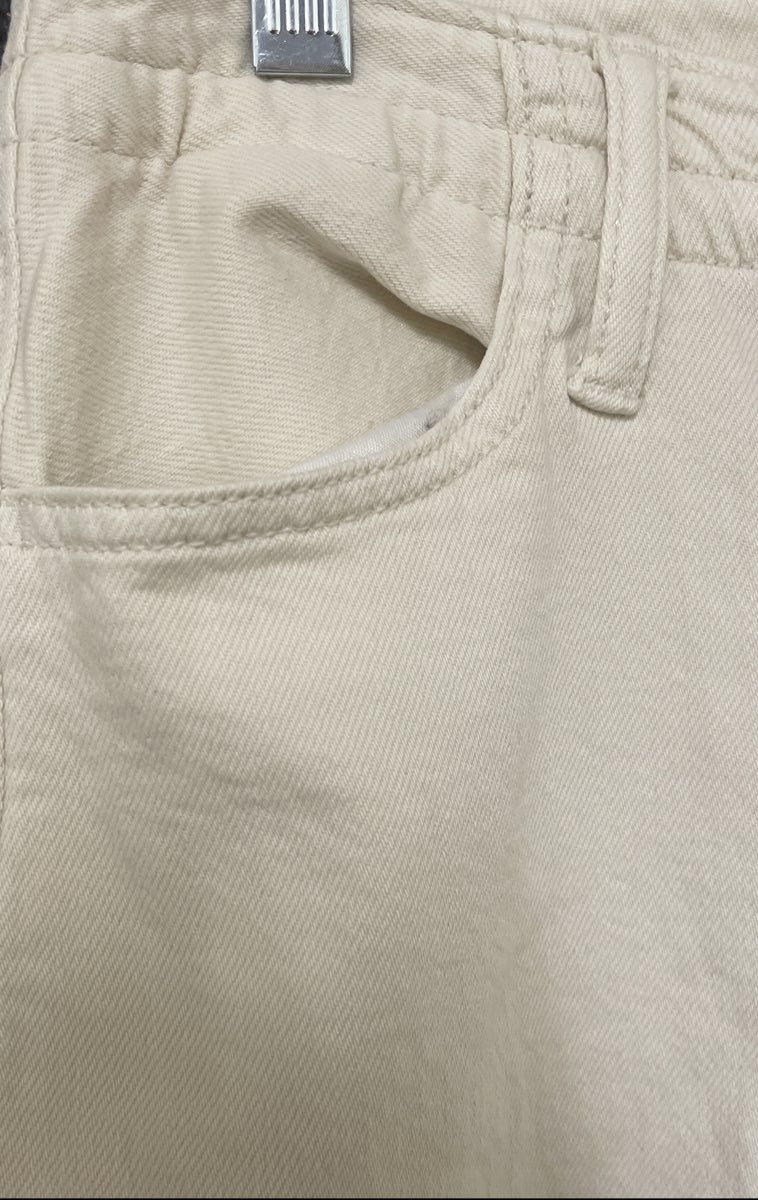 American Eagle Women's Wide Leg Pants Cream Drawstring Waist Stretch Sz 0