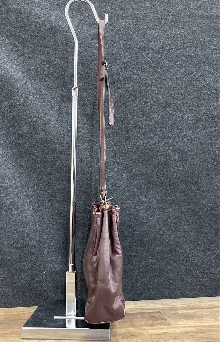 Vintage Etienne Aigner Maroon Leather Shoulder Bag Brass Logo Plaque