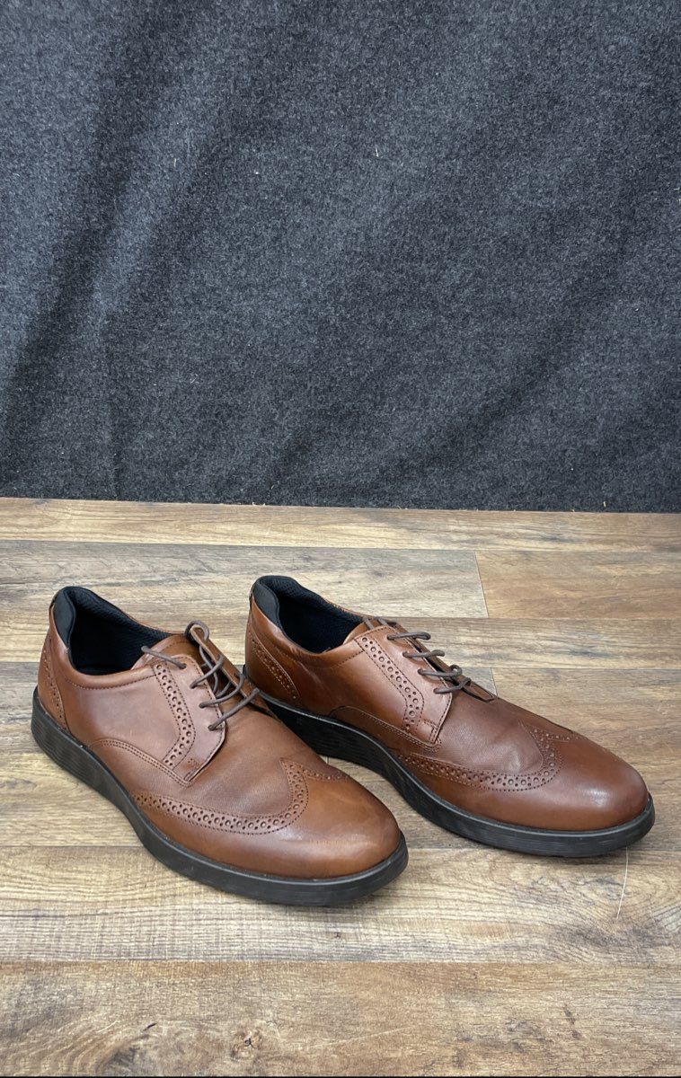 ECCO S-Lite Hybrid Brown Leather Wingtip Brogue Oxford Men's Shoes Size 45
