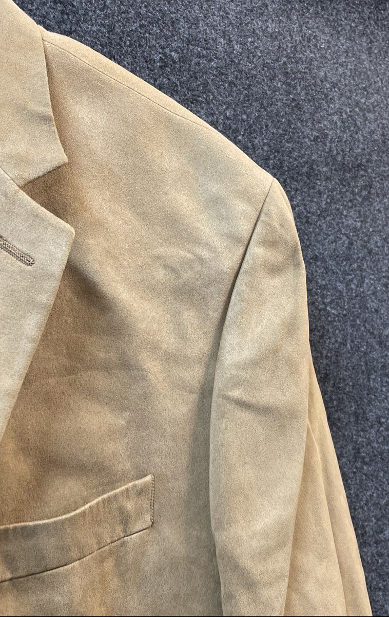 Chaps Men's Tan Faux Suede Two Button Sport Coat Blazer Sz 48R