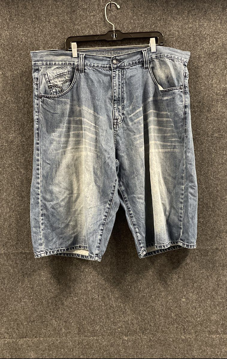 Vintage Y2K Ecko Unltd Men's Denim Shorts Baggy Embroidered Raw Uncut Sz 44