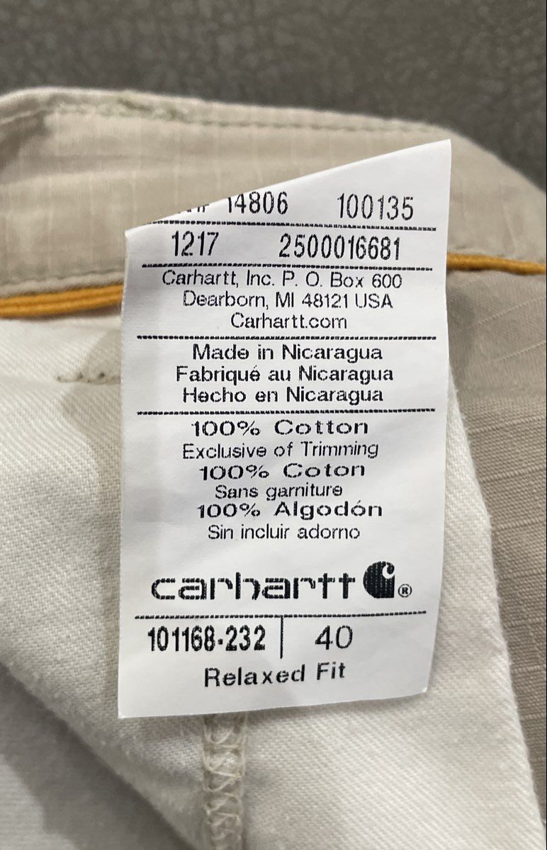 Carhartt Men's Tan Relaxed Fit Cotton Ripstop Cargo Utility Shorts Size 40