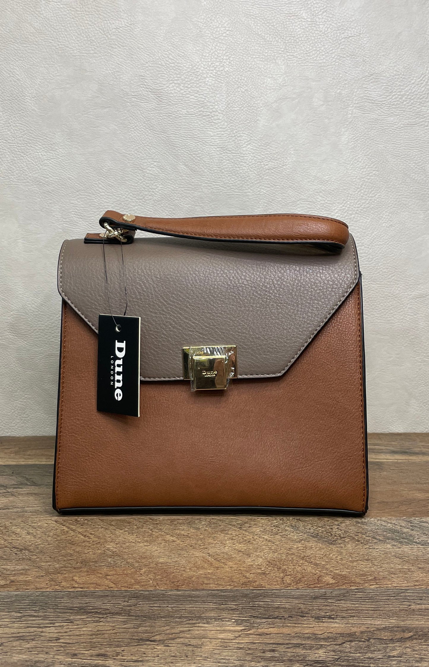 Dune London Brown Grey Colorblock Top Handle Satchel Crossbody Bag NWT