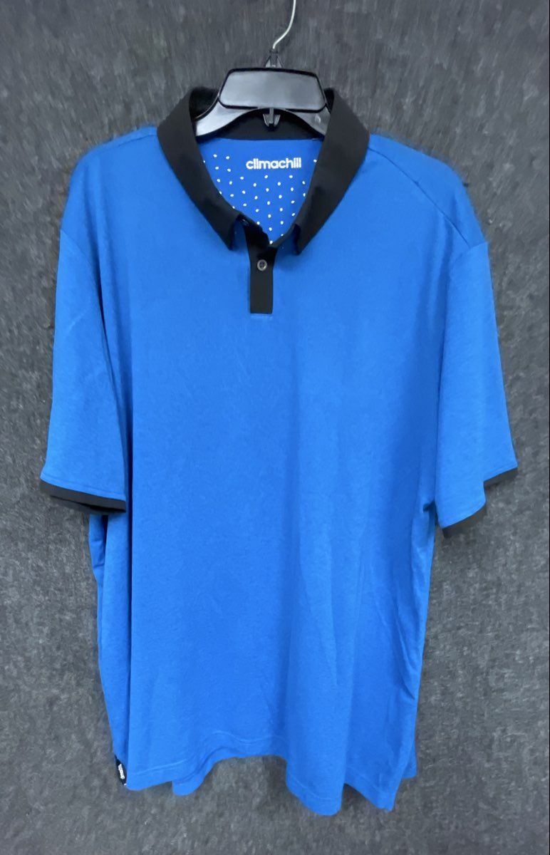 adidas Men's Blue Climachill Short Sleeve Athletic Polo Shirt Size L