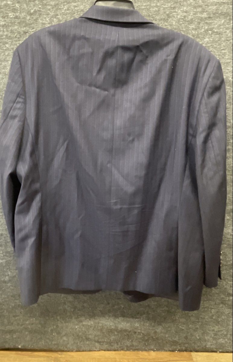 Lauren Ralph Lauren Men's Navy Blue Pinstripe 100% Wool Suit Jacket Blazer 46S