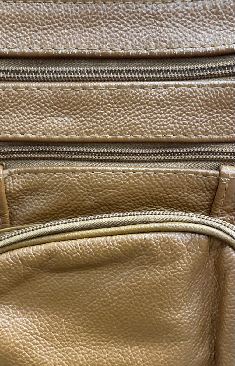 Unbranded Tan Brown Multi-Pocket Crossbody Sash Style Bag Organizer