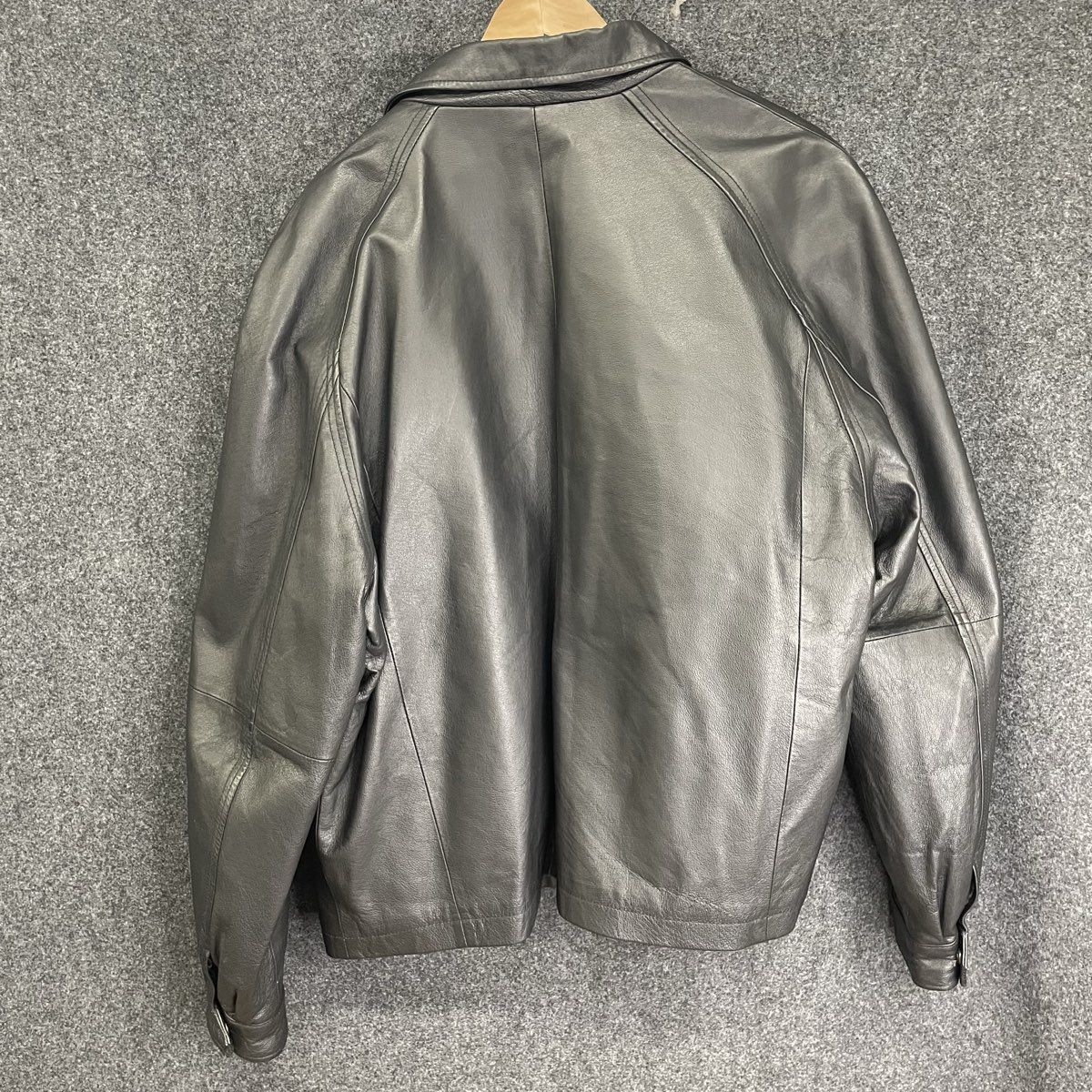 Saddlebread Men's Black Leather Full Zip Jacket Raglan Sleeves Size XL