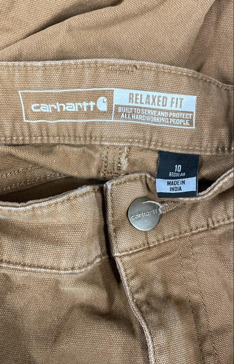 Carhartt Women's Brown Rugged Flex Relaxed Fit Canvas Carpenter Work Pants Sz 10