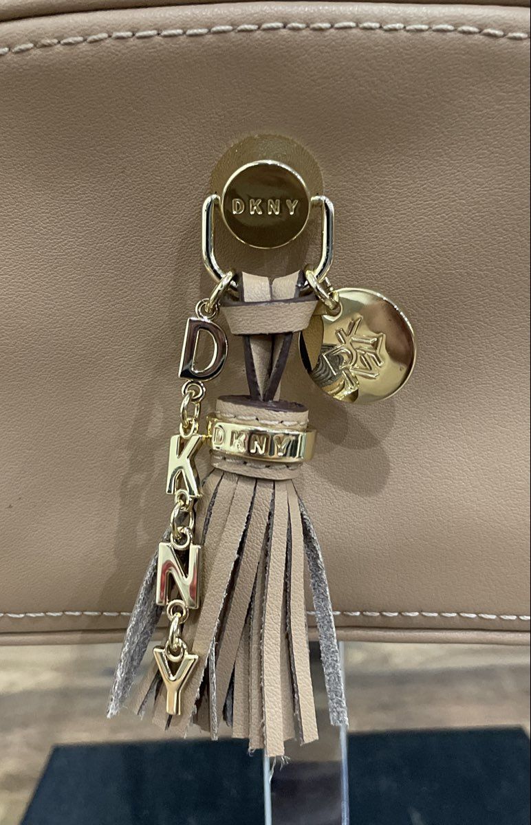 DKNY Pink Leather Crossbody Satchel Bag Gold Hardware Tassel Charm