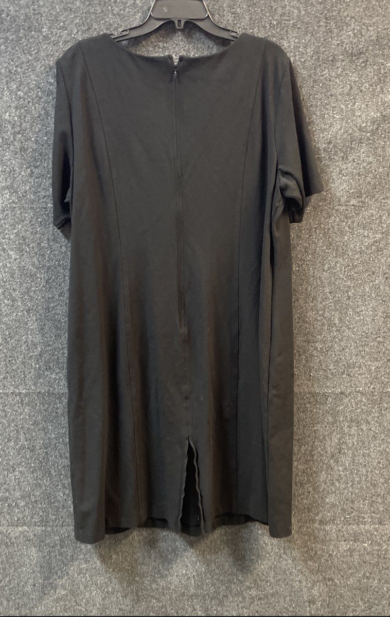 Talbots Woman Women's Black Short Sleeve V-Neck Sheath Dress Size 20W