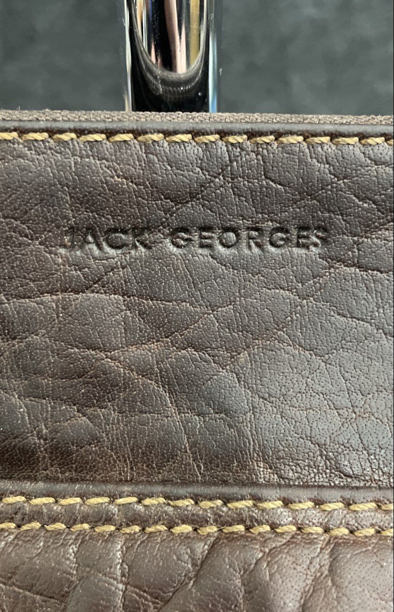 Jack Georges Dark Brown Textured Leather Crossbody Messenger Shoulder Bag