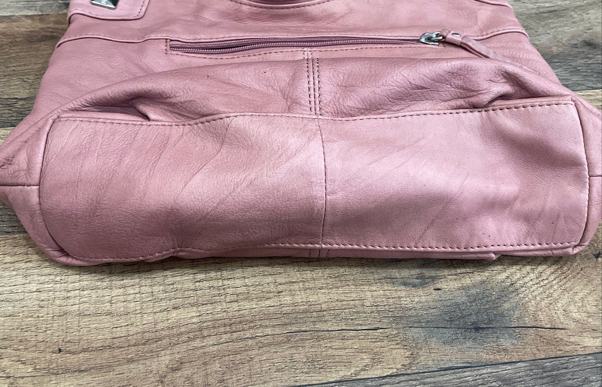 Stone Mountain Pink Leather Hobo Shoulder Bag Silver Hardware Purse