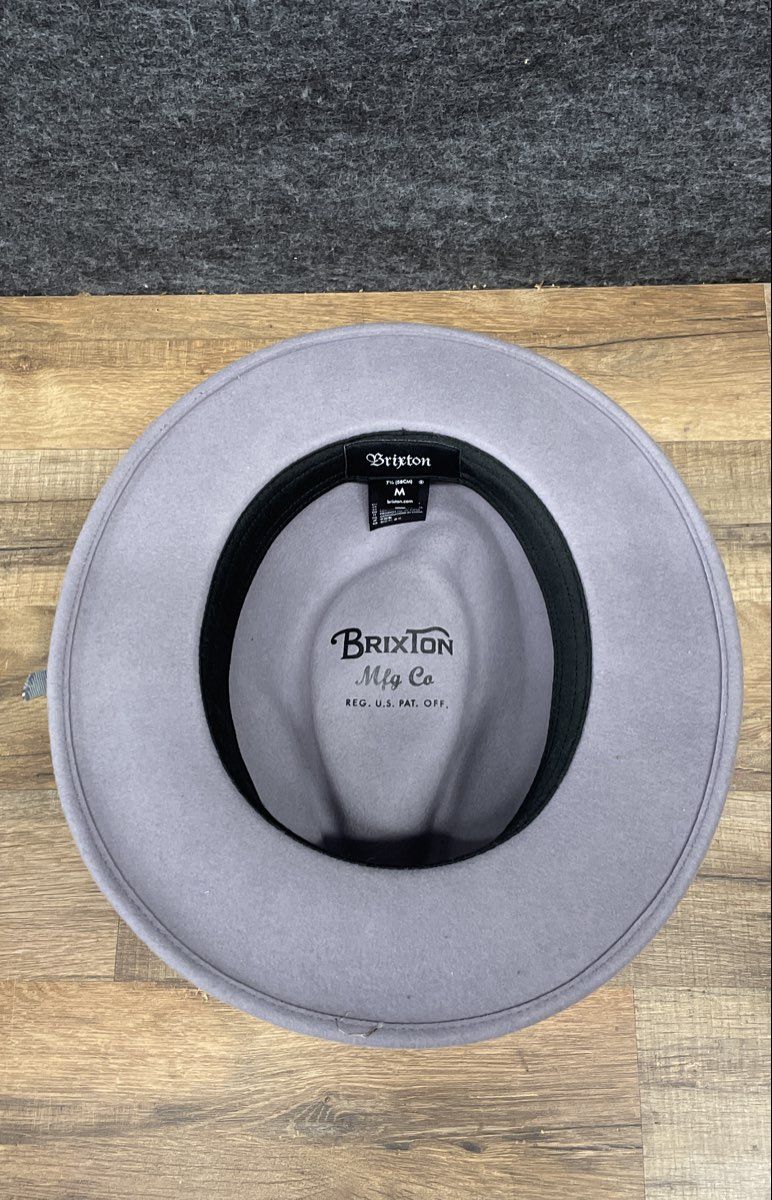 Brixton Unisex Gray Felt Fedora Wide Brim Hat Size M 7 1/4 58cm