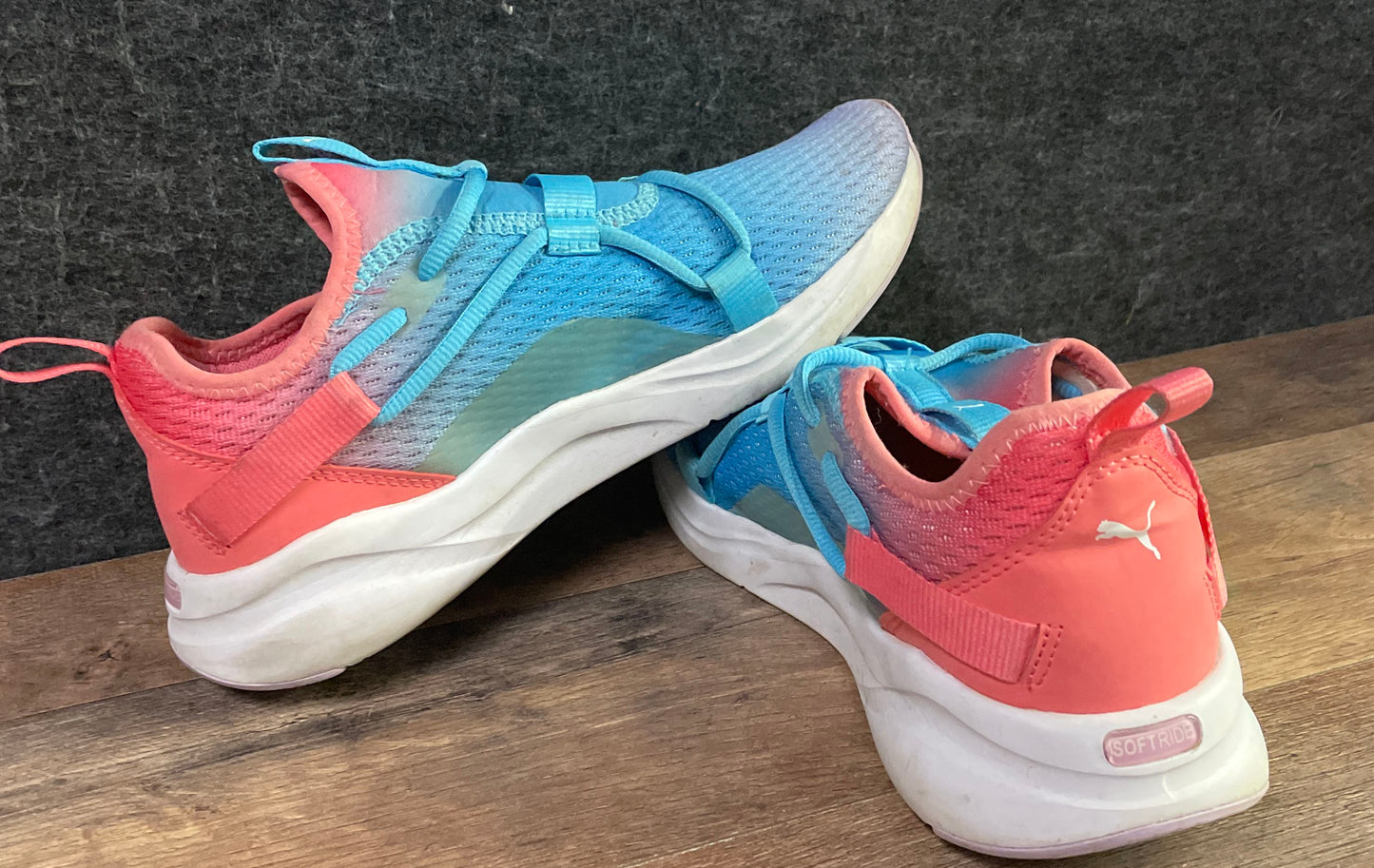Puma Softride Sophia Blue Pink Ombre Running Shoes Women's Size 8.5