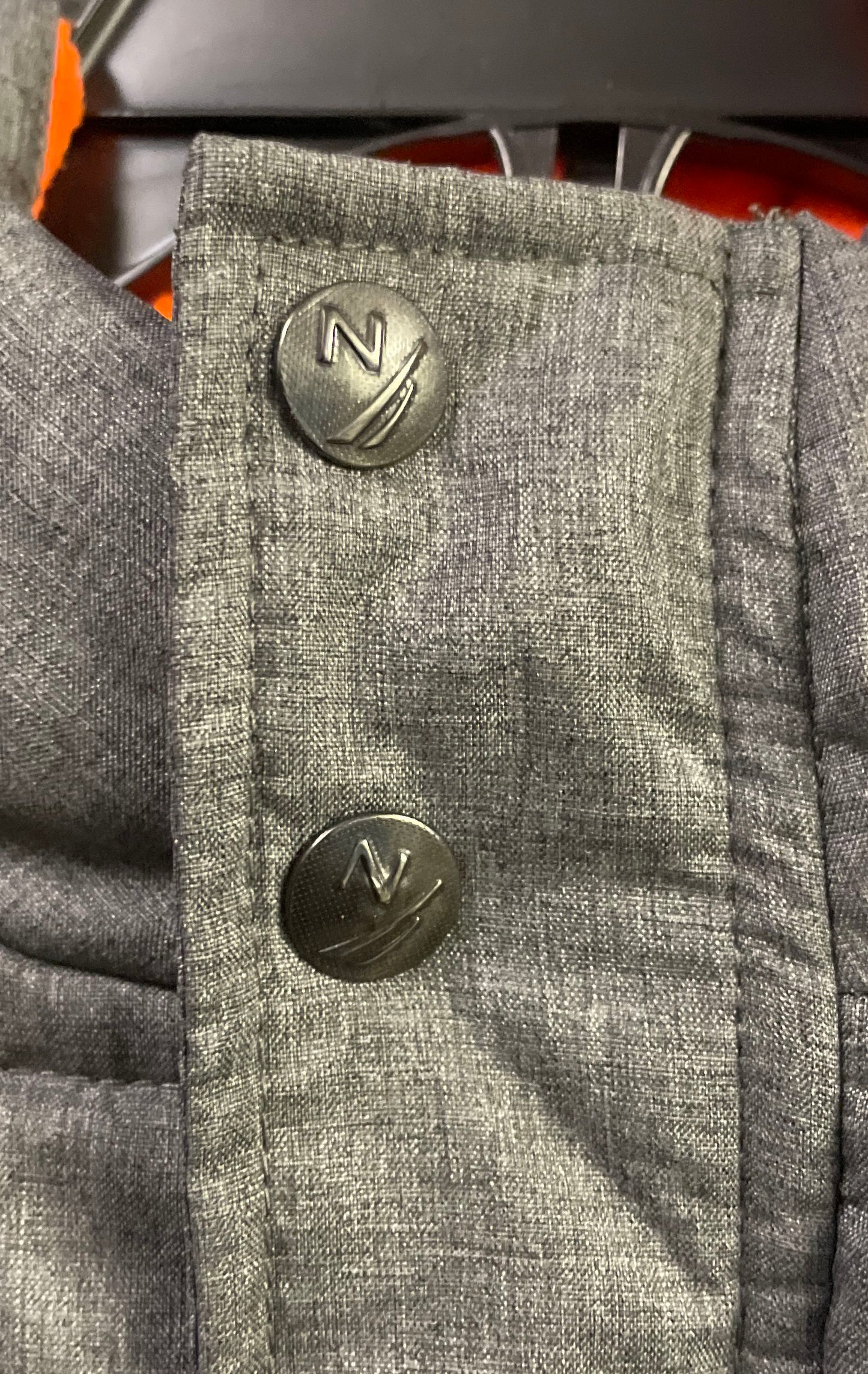 Nautica Boys' Gray Hooded Puffer Jacket Orange Fleece Lined Quilted Sz 14/16
