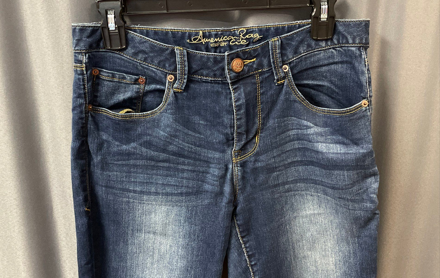 American Rag Women's Dark Blue Jeans Dark Wash Stretch Whiskering Size 5