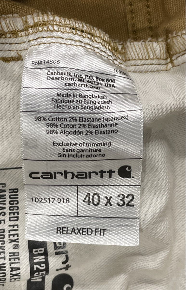 Carhartt Men's Rugged Flex Relaxed Fit Canvas 5-Pocket Work Pants Brown 40x32