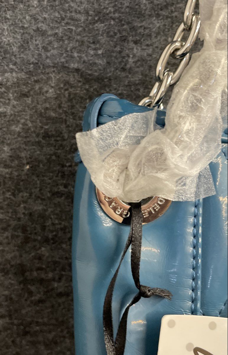 Grace Adele Blue 2010s Quilted Patent Shoulder Bag Tote NWT with Pouch Set