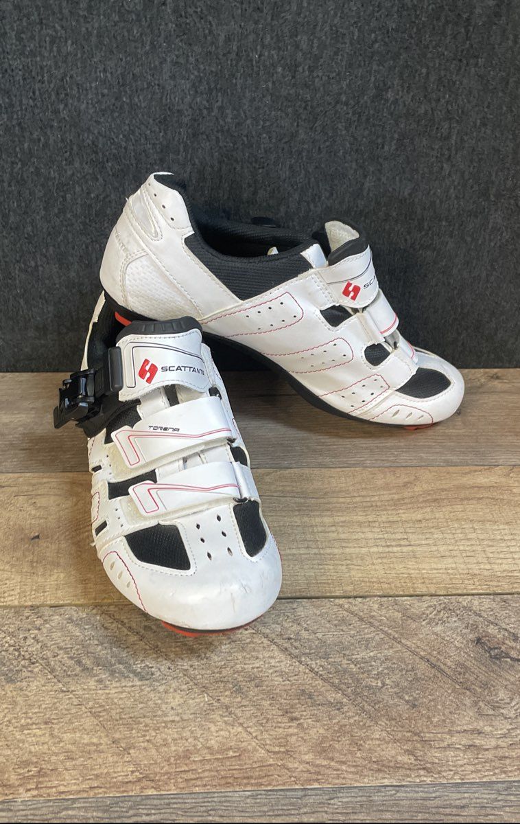 Scattante Torena White Black Red Road Cycling Shoes Size 6.5 EUR 39