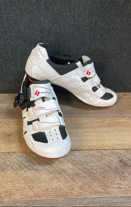 Scattante Torena White Black Red Road Cycling Shoes Size 6.5 EUR 39