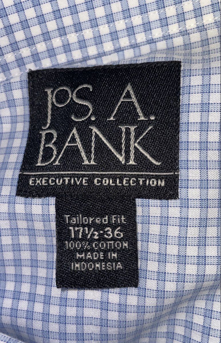 Jos. A. Bank Men's Tailored Fit Dress Shirt Lot of 3 Blue Checks 17.5 36
