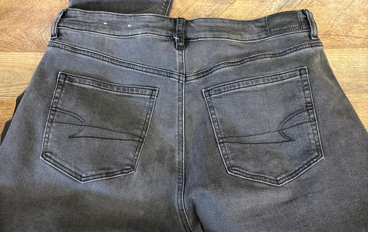 American Eagle Women's Jeans Lot of 2 Black Gray Stretch Distressed Sz 14