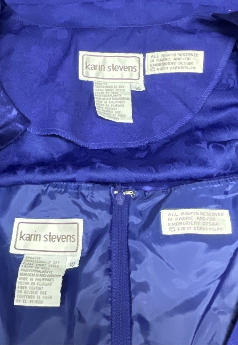 Karin Stevens Women's Plum Purple Vintage 90s Floral Jacquard Dress Set Sz 10