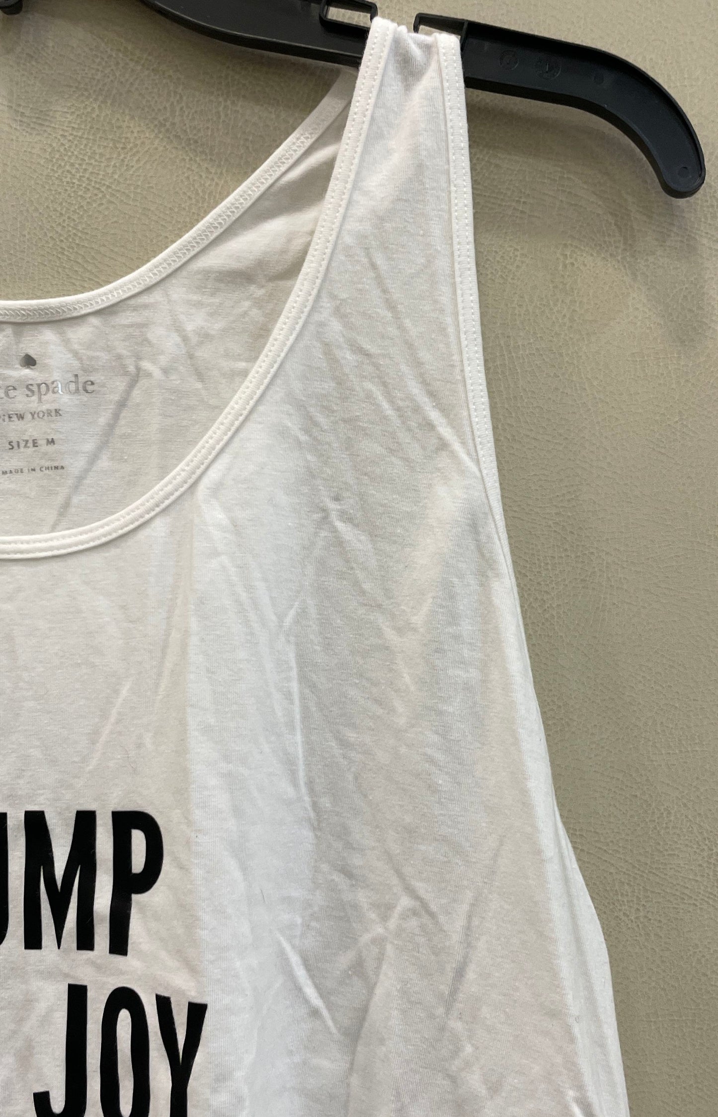 Kate Spade New York Women's White Jump For Joy Graphic Racerback Tank Top Sz M